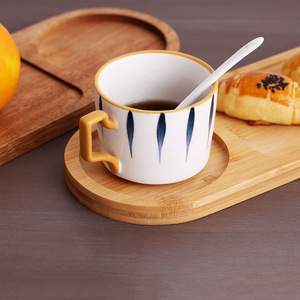 Wooden Breakfast <b>Tray</b> With Divider For Bread And Milk Japanese Style Serving Plate For Coffee Shop Dessert Snack Afternoon <b>Tea</b> - Product Image 2