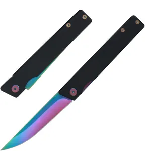 Folding Knife with Rainbow Titanium Coating 8CR Blade G10 Handle Survival Hunting Knives Folding Pocket