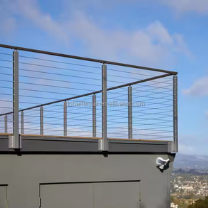 Reilbu Vente directe d'usine Garde-corps d'<span class=keywords><strong>escalier</strong></span> carré en acier inoxydable Câble en acier 42'' Poteau de terrasse - Product Image 4