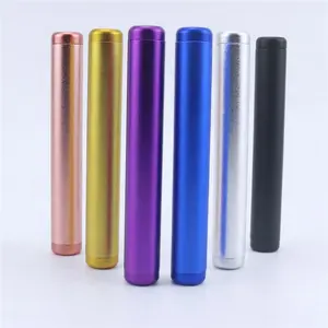 Fábrica fabricante 110mm alumínio armazenamento tubo cigarro cones rolamento papel metal cigarro tubos com tampas de parafuso