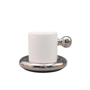 Taza de cerámica de yema de huevo vitality creativa, Juego de platillos, taza de café, té, logotipo personalizado, regalo para amantes, diseño Simple y lujoso