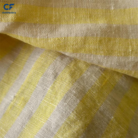 Tissu en lin 100% teint en fil à rayures, lavé doux, de luxe, pour chemise de créateur, canapé, textile de maison, léger et écologique