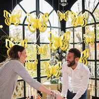 Lot de 12 décorations suspendues papillons 3D dorés pour fête d'anniversaire printanière, décoration de plafond pour fête à thème