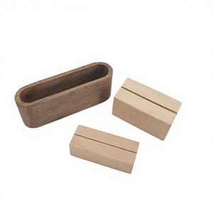 Étui à cartes de visite créatif et écologique en bois massif avec gravure, forme rectangulaire - Rangement et décoration de bureau - Product Image 1