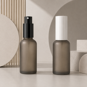 Flacon en verre cosmétique rond de 50 ml avec pompe pulvérisatrice, flacon vide rechargeable pour huile essentielle, brume faciale, emballage pour soins de la peau - Product Image 3