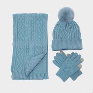 Ensemble 3 pièces pour femme : bonnet tricoté, écharpe et gants tactiles pour l'hiver, idéal pour l'extérieur, avec protection des oreilles et doublure polaire - Product Image 4