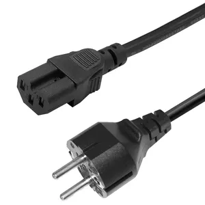 Cabo elétrico liso iec320, cabo macho para ue schuko cee7/7 fêmea plug cei 320 c15