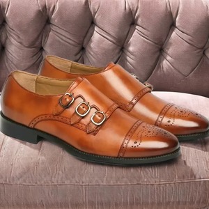 Chaussures habillées pour hommes en cuir souple de luxe, confortables, à boucles et fermoirs, bout rond, pour le bureau, collection automne premium - Product Image 1
