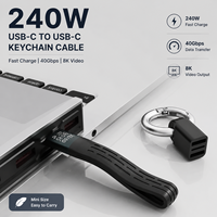 Cargador de Llavero USB-C a USB-C de Carga Rápida de 240W, 40GB, 8k, Cable Corto, Mini, OEM/ODM, Tipo C, Datos de Alta Velocidad