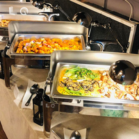 Plat de service de luxe en acier inoxydable doré 8 Lites pour buffet de restaurant, avec couvercle suspendu et fonction économie d'énergie, boule or blanc