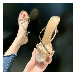 Nuovi Arrivi 2026: Sandali Donna con Tacco Alto, Modello Mule con Strass e Cinturini Incrociati, Antiscivolo, per Feste - Product Image 1