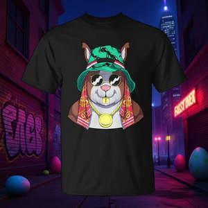 T-shirt Hip Hop Wild Rabbit, design streetwear Swag pour la fête de Pâques - Product Image 3
