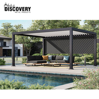 Système de pergola en aluminium gris foncé de qualité supérieure avec toit à lamelles réglables