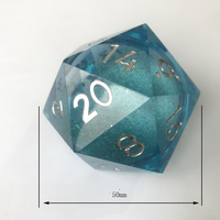 Sharp Edge Liquid Core Resin Jumbo D20 Dice 50mm Polyèdre géant simple pour jeux Donjons et Dragons-pour achats en vrac