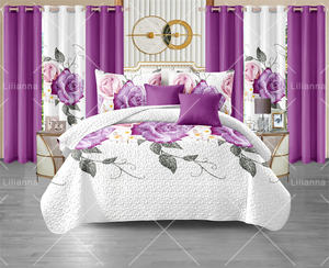 تخفيضات هائلة مفرش سرير 9 قطع مبطن في المخزن طقم غطاء سرير مطبوع غطاء-ليط مع ستائر متطابقة مقاس كينج كوين - Product Image 4