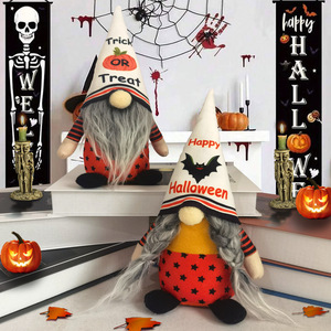 Muñeco de Peluche de Gnomo sin Rostro de Halloween, Figura de Rodolfo con Patrón de Calabaza y Murciélago, Adorno Decorativo para Mesa de Hogar y Fiestas - Product Image 1