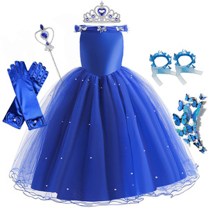 Nuevo disfraz de Cosplay azul Navidad Tv película Halloween <span class=keywords><strong>noche</strong></span> vestido largo fiesta princesa flor niñas vestidos - Product Image 5