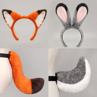 Serre-tête d'Halloween avec oreilles de renard, accessoires pour fêtes et spectacles, ensemble oreilles et queue de renard Nick Wilde