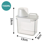 Choice Fun Boîte de rangement pour poudre à laver distributeur en plastique avec couvercles tasses à mesurer poignées récipient scellé pour détergent à lessive