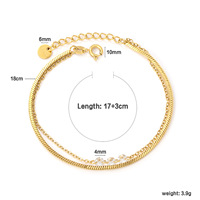Bracelet N&S en acier inoxydable plaqué or 18 carats avec double couche de zircons et chaîne serpent pour femme, bijoux de mode de luxe léger, vente en gros