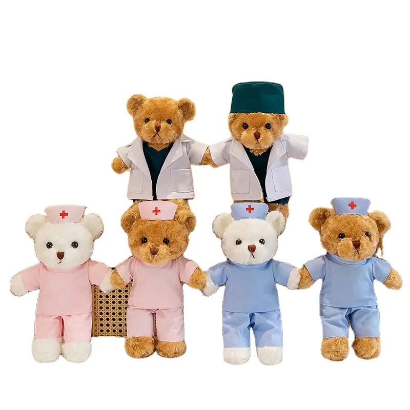 Nhà máy tùy chỉnh bệnh viện gấu bông đồ chơi sang trọng với bác sĩ T-Shirt nhồi bông gấu bông bệnh viện Quà Tặng