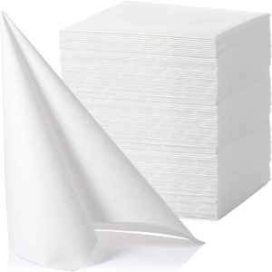 Serviettes en papier blanc jetables de qualité supérieure, 50 pièces, 16x16 pouces, serviettes de mariage en lin pour dîner Airlaid Design - Product Image 1