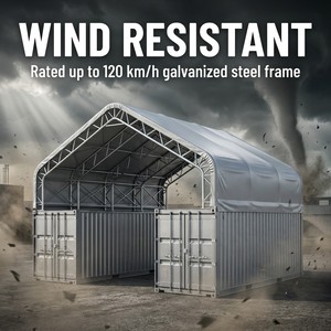 Tettoia per Container, Copertura per Stoccaggio Merci, Tetto a Capanna <span class=keywords><strong>in</strong></span> Acciaio Zincato con Copertura <span class=keywords><strong>in</strong></span> PVC Resistente al Vento - Product Image 3