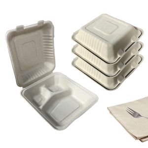 Manluen Food Pack eco-friendly <span class=keywords><strong>cibo</strong></span> <span class=keywords><strong>da</strong></span> <span class=keywords><strong>asporto</strong></span> imballaggio <span class=keywords><strong>cibo</strong></span> compostabile rettangolo biodegradabile contenitore a conchiglia - Product Image 6