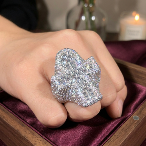 Dope Jewelry USA Stock Hip Hop Iced Out Cross <b>Men</b> Women 925 Silver <b>Gold</b> Plated Channel Set VVS Moissanite <b>Ring</b> - Product Image 2