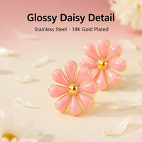 Boucles d'oreilles clous en acier inoxydable hypoallergéniques pour enfants, motif fleur de pêcher et marguerite, mignonnes et délicates, pour le quotidien, idéales comme cadeau