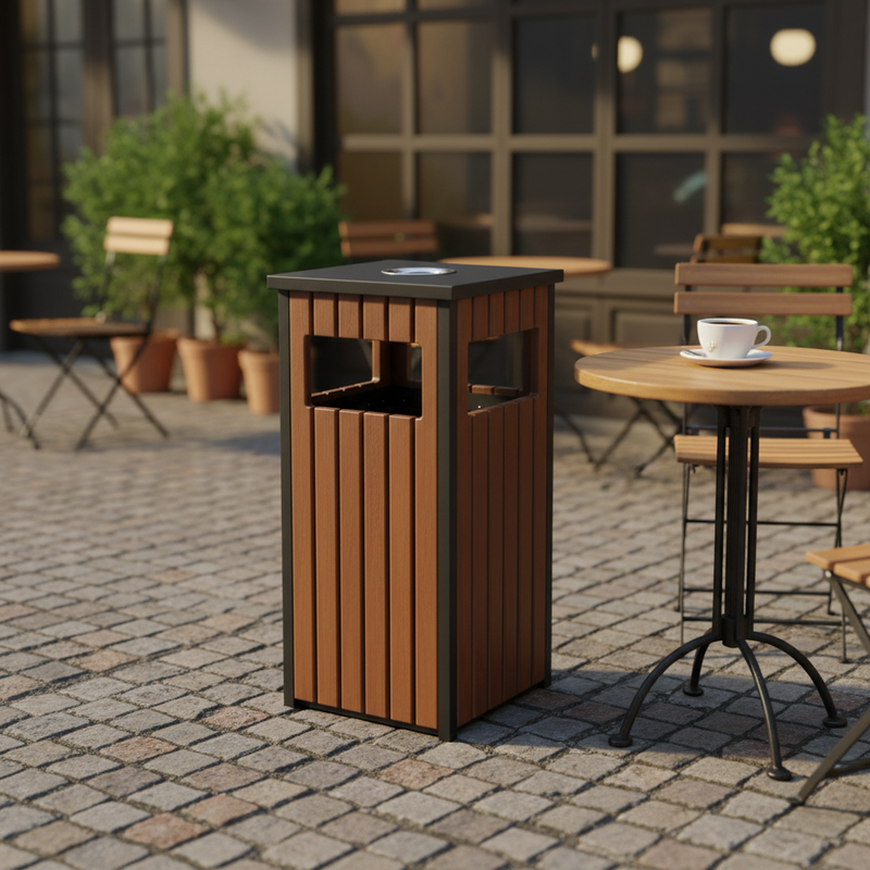 Outdoor Standing Wood Rectangular Storage Bucket