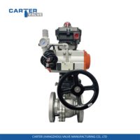 Vanne à boisseau sphérique à double action/à rappel par ressort en acier au carbone, 2 pièces, avec actionneur pneumatique à bride, personnalisable OEM, joint rigide haute performance