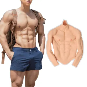 Upgraded Silicone fake Muscle half body suit silicon breast with Arms for man artificial Abdominal muscles for cosplay costume