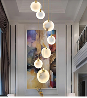 Lustre suspendu en albâtre naturel espagnol, entièrement en cuivre, de luxe, pour salle à manger, style moderne minimaliste, pour restaurant, LED