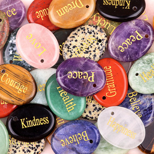15 Kinds Natural <strong>Amethyst</strong> Crystal Stone OVAL Thumb Pocket Worry Stone Positive Words Tumbled DIY Healing Jewelry Making Gemstone - Product Image 6
