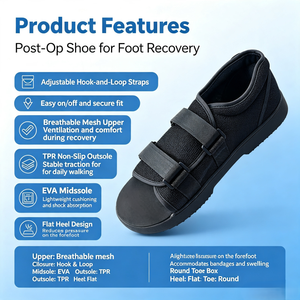 Zapato Postoperatorio Cómodo, Transpirable y Ajustable, Zapato Médico Quirúrgico para <span class=keywords><strong>Fractura</strong></span> <span class=keywords><strong>de</strong></span> Dedo <span class=keywords><strong>del</strong></span> <span class=keywords><strong>Pie</strong></span> - Product Image 2