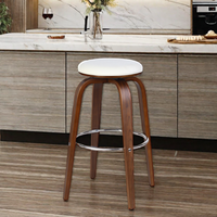 Tabouret de bar pivotant en bois de noyer de style moderne du milieu du siècle, 360° °   Tabouret pivotant à hauteur de comptoir pour îlot de cuisine et bar à domicile