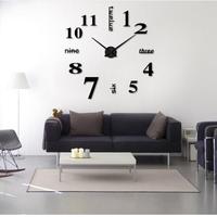 Jam Dinding Tanpa Bingkai DIY Jam Dinding Cermin 3D Jam Dinding Besar Stiker Jam Dinding Senyap Cocok untuk Dekorasi Rumah