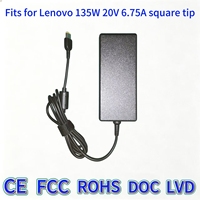 135W 20V 6.75A Slim Square Tip Half Logo Tahan Api Tipe-C Pengisi Daya Laptop Cocok untuk ThinkPad IdeaPad Gaming Notebook Adapter