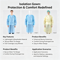 45g SMS Médecin Non-steriel Blouse chirurgicale Isolement Blouse Chirurgicale Jetable Patient Robe d'isolement médical