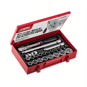 612 1/2 Inch <b>Socket</b> Wrench Set With <b>Extension</b> Bars And Torque Wrench For Automotive Repair - Product Image 2