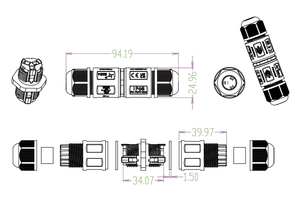 موصل طاقة مقاوم للماء IP68 بـ 2 سن و3 أسلاك، موصل سريع بدون براغي لكاميرات المراقبة وتوصيلات الحدائق والألواح الشمسية - Product Image 5