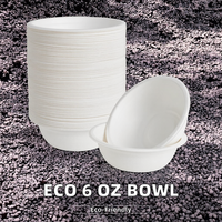 Bol en plastique jetable de 6 oz en forme de bagasse au micro-ondes 100% vaisselle biodégradable personnalisable à usage unique pour les fêtes
