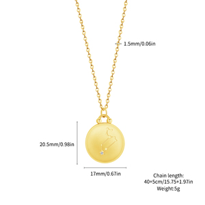 Изящный 12 созвездий диск Кулон Ювелирные изделия знак зодиака ожерелье для персонализированный гороскоп Астрология подарок - Product Image 6