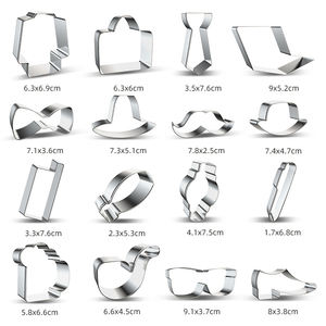 Tampon et coupe-biscuits réutilisables en acier inoxydable Kit de fête des pères De Horneado Presse à main Décoration de gâteau Outil de cuisson et de pâtisserie - Product Image 4