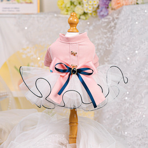 Elegante Vestido de Novia de Encaje de Manga Larga para Perros Pequeños, Vestido Premium para Mascotas, Ropa para Cachorros y Gatos - Product Image 1