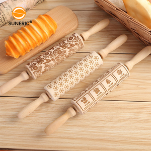 Rouleau à pâtisserie en bois motif <span class=keywords><strong>pain</strong></span> <span class=keywords><strong>d</strong></span>'épice outil de cuisson Noël en bois gaufré pour pâtisserie Fondant Cookie Biscuit - Product Image 2