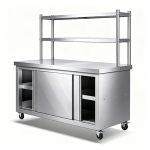 Armoire de travail de cuisine robuste en acier inoxydable avec porte coulissante et table de rangement pour restaurant, hôtel, boulangerie - Product Image 6