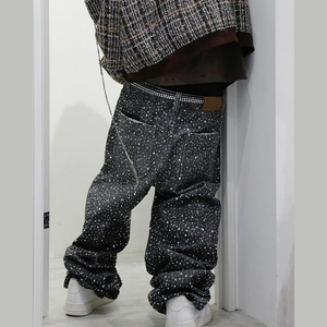 <span class=keywords><strong>Jeans</strong></span> stile Hip Hop a <span class=keywords><strong>vita</strong></span> <span class=keywords><strong>bassa</strong></span> con strass da <span class=keywords><strong>uomo</strong></span> personalizzati di alta qualità - Product Image 3