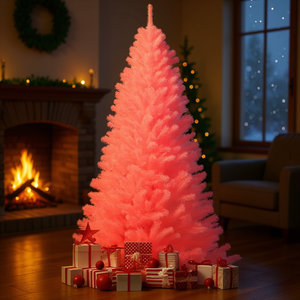 Sapin de Noël artificiel rose de 2,3 m, abriolé, léger, pour décoration intérieure - Product Image 2